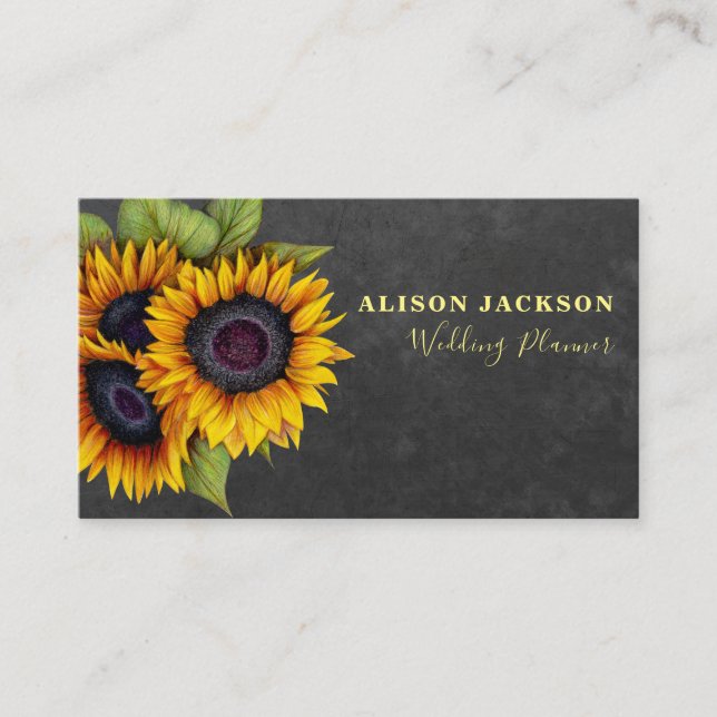 Carte De Visite Wedding planner de tableau de bord de tournesol ru (Devant)