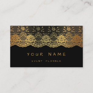 Carte De Visite Wedding planner d'événement Black Golden Royal Lac