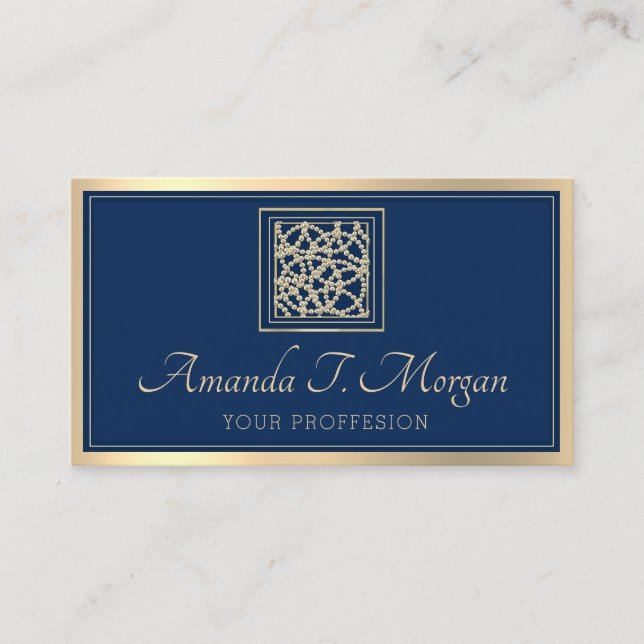 Carte De Visite Wedding planner d'événement Gold Frame mode bleu m (Devant)