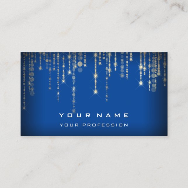 Carte De Visite Wedding planner d'événement Noir Blanc Blu Or cord (Devant)