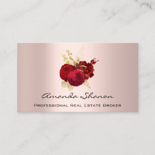 Carte De Visite Wedding planner d'événement Red Gold Roses Logo QR