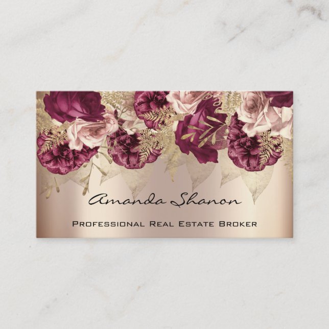 Carte De Visite Wedding planner d'événement Roses Marsala Logo QR  (Devant)
