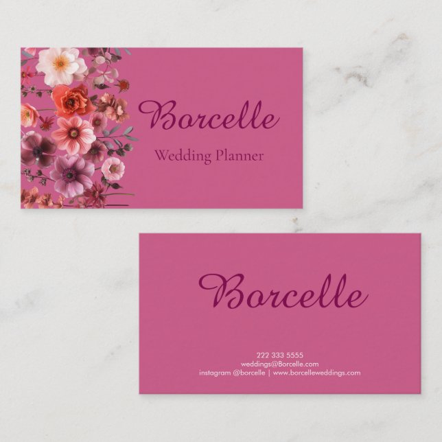Carte De Visite Wedding planner d'identité esthétique rose (Devant / Derrière)