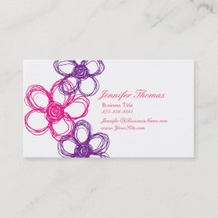 Carte De Visite Wedding planner Fleur sauvage orange et rose chaud