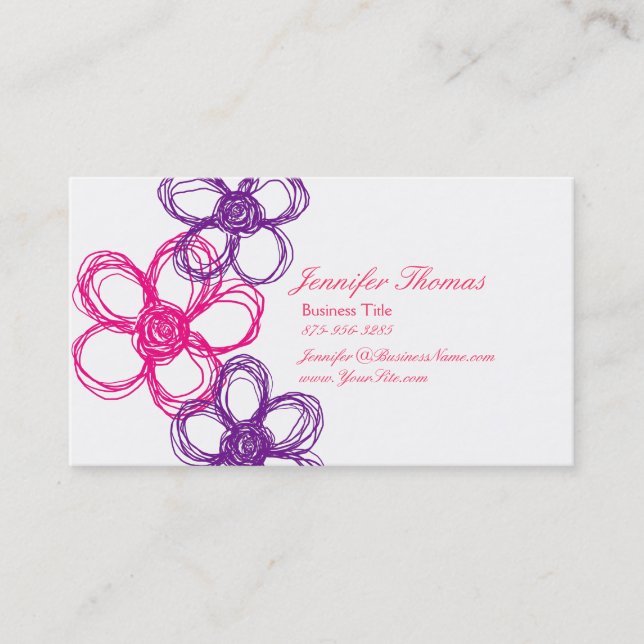 Carte De Visite Wedding planner Fleur sauvage orange et rose chaud (Devant)