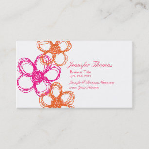 Carte De Visite Wedding planner Fleur sauvage orange et rose chaud