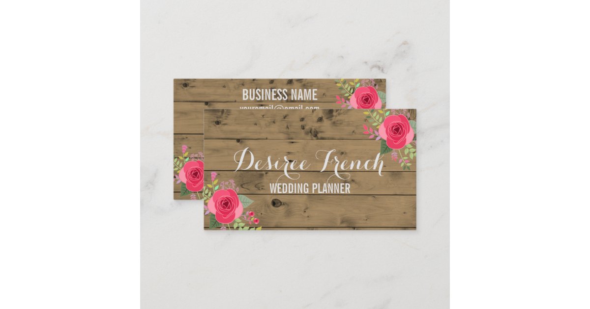  Carte  De  Visite  Wedding  planner  floral en bois rustique 