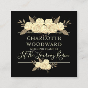 Carte de visite Wedding planner Floral noir Carré