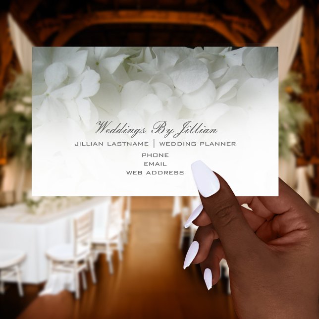 Carte de visite wedding planner - hydrangées blanc (Créateur téléchargé)
