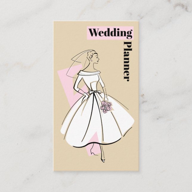 Carte De Visite Wedding planner neutre de mariée de mode (Devant)
