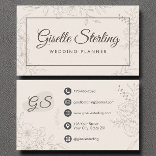 Carte De Visite Wedding planner Neutre ivoire Floral Élégant