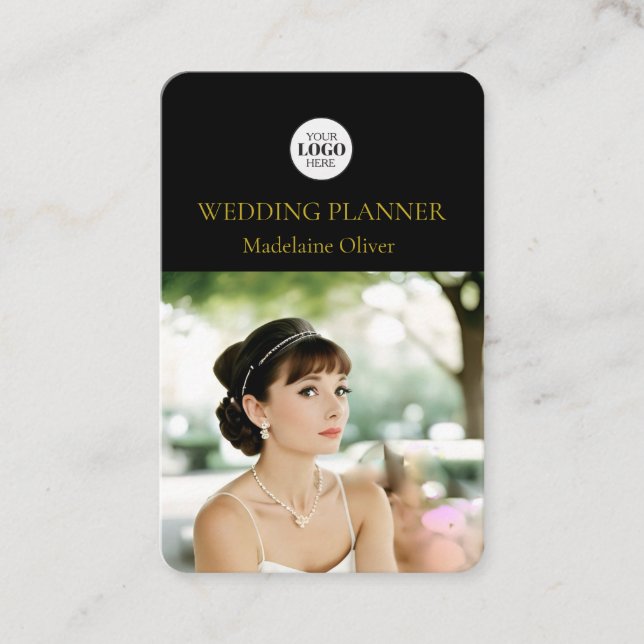 Carte De Visite Wedding planner Photo Code QR noir (Devant)