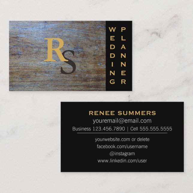Carte De Visite Wedding planner rustique social décoré d'un (Devant / Derrière)