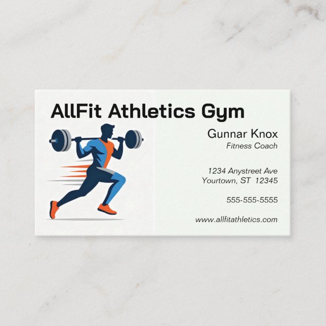 Carte De Visite Weight Lifter Personal Trainer Fitness Coach (Devant)