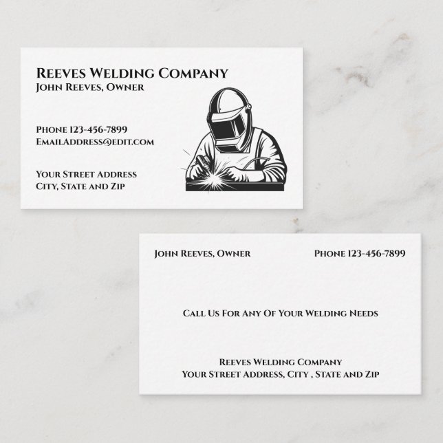 Carte De Visite Welder Fabricator Contractor Service Business Card (Devant / Derrière)