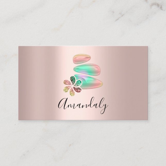 Carte De Visite Wellness Spa Massage Thérapie Réfexologie rose (Devant)