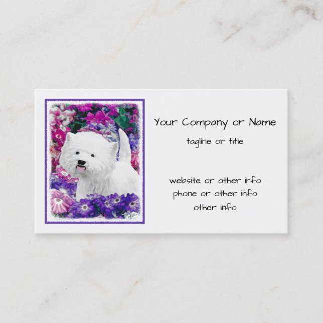 Carte De Visite West Highland White Terrier Peinture Chien Art (Devant)