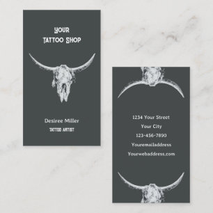 Carte De Visite Western Rustic Tattoo Shop Tattoo Taureau Taureau
