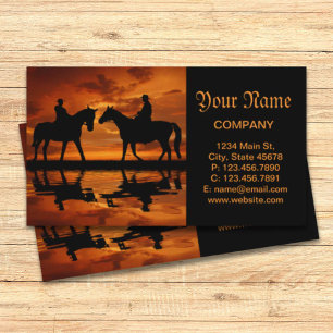 Carte De Visite Western Sunset Horseback équitation silhouette cow