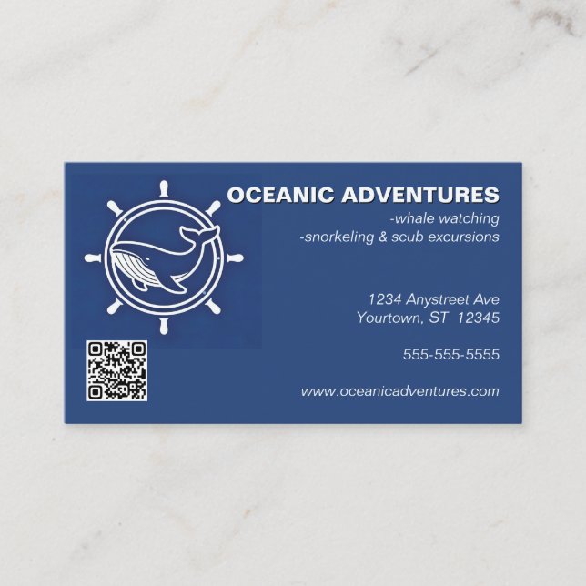 Carte De Visite Whale and Helm Whale Watching Ocean Excursions (Devant)