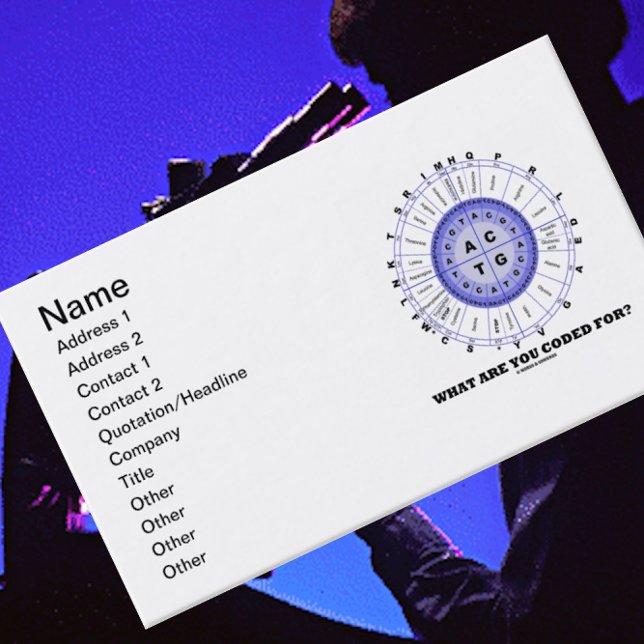 Carte De Visite What Are You Coded For ? (Amino Acid Wheel) (Thought-provoking biz card for teachers, entrepreneurs, & molecular biologists featuring codon wheel)