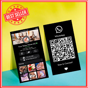 Carte De Visite WhatsApp Black Nail Salon des médias sociaux QR