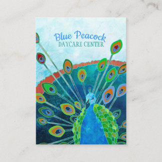 Carte De Visite Whimsical Blue Peacock Garde d'enfants