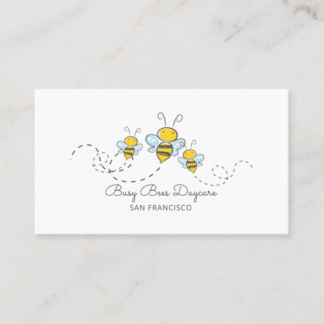 Carte De Visite Whimsical Busble Bumble Bees Garderie (Devant)