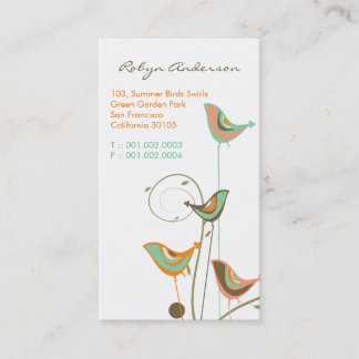 Carte De Visite Whimsical Colorful Oiseaux D'Été Et Les Tourbillon