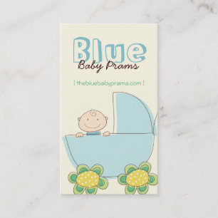 Carte De Visite Whimsical Cute Baby Boy In Blue Pram Modern Chic