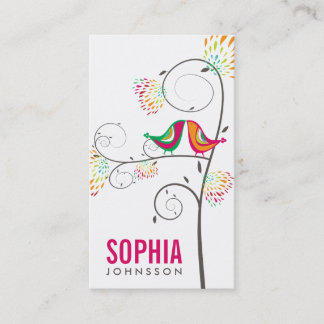 Carte De Visite Whimsical Cute Inséparables Floral Boutique Identi