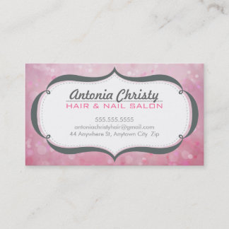 Carte De Visite WHIMSICAL ethereal bokeh fancy cadre gris rose