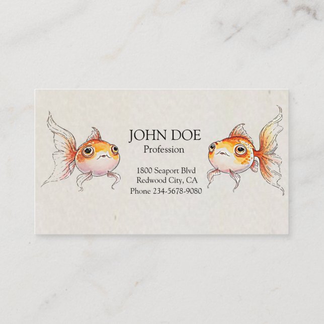 Carte De Visite Whimsical Floating Goldfish (Dos)