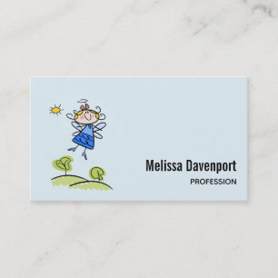 Carte De Visite Whimsical Happy Angel Fairy Flying Dehors