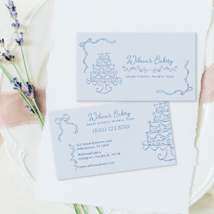 Carte De Visite Whimsical Main tiré Mariage Boulangerie de gâteau