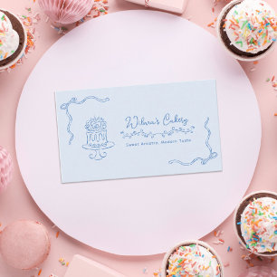 Carte De Visite Whimsical Main tiré Mariage Boulangerie de gâteau 