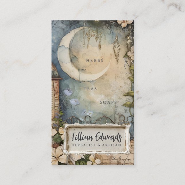 Carte De Visite Whimsical Moon Garden Business Card (Devant)