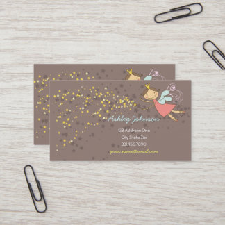 Carte De Visite Whimsical Sweet Rose Fairy Princesse & Étoiles mag