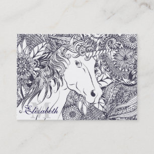 Carte De Visite Whimsy licorne et motif de mandala floral