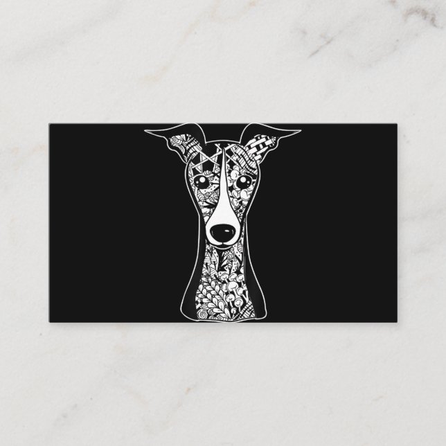 Carte De Visite Whippet Lover| Art Graphique à visage gris italien (Devant)