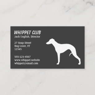 Carte De Visite Whippet Silhouette gris et blanc Chien pour anim