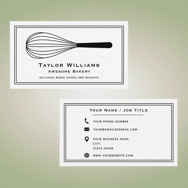 Carte De Visite Whisk Boulangerie Boulangerie Bake Shop Café (Créateur téléchargé)