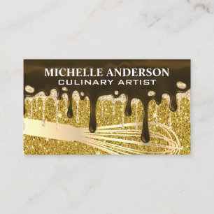 Carte De Visite Whisk d'or   Chocolat Gold Parties scintillant Dri