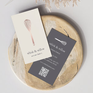 Carte De Visite Whisk d'or rose   Boulangerie   Chef   Code QR du 
