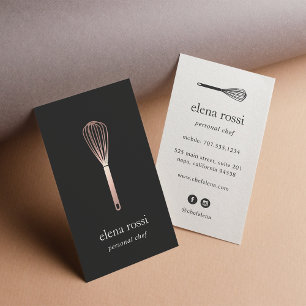 Carte De Visite Whisk d'or rose   Boulangerie de cuisine chef