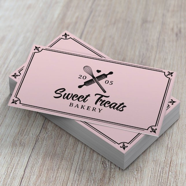 Carte De Visite Whisk & Rolling Pin fait main avec Love Boulangeri (Créateur téléchargé)