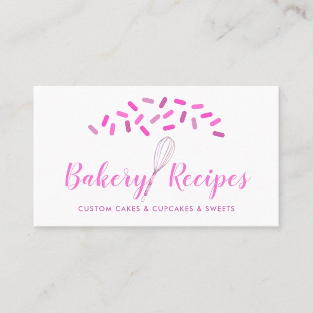 Carte De Visite Whisk Signature boulangerie rose (Devant)