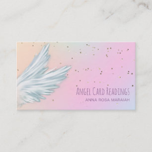 Carte De Visite *~* White Angel Wings Starry Pastel Rainbow