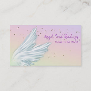 Carte De Visite *~* White Angel Wings Starry Rainbow Pastel