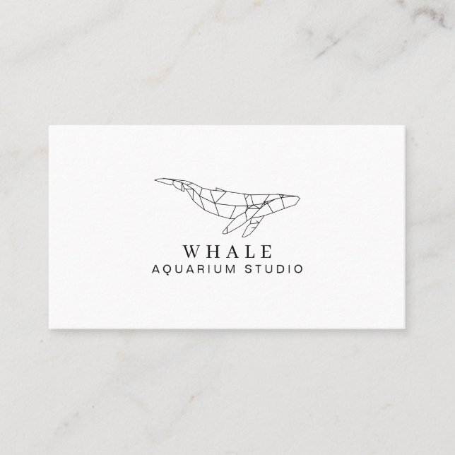 Carte De Visite White Black Low Poly Aquarium Baleine de poisson (Devant)